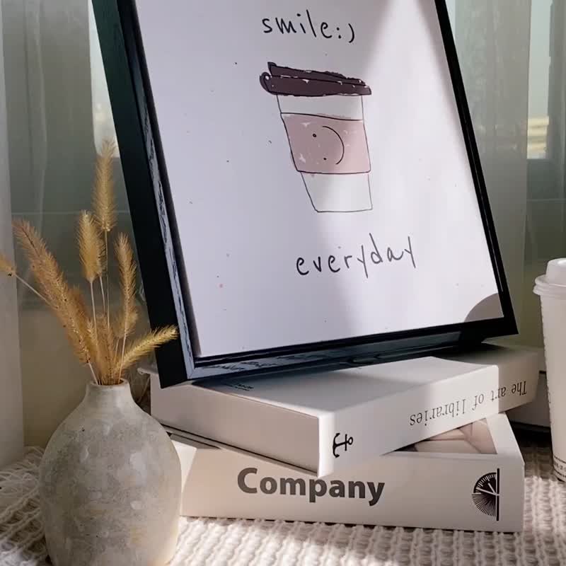 暖心咖啡 - 咖啡插画/房间布置画作/客厅挂画/开店送礼/探店礼 - 海报/装饰画/版画 - 棉 多色