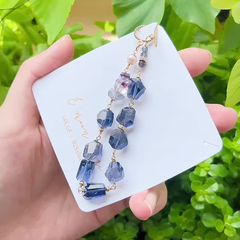 为迷路而生 / 找回方向感   天然堇青石不规则切面宝石手链 14K - 手链/手环 - 半宝石 蓝色