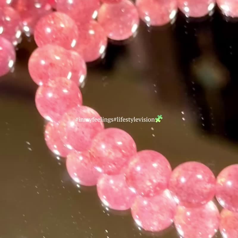 爱・宇宙丨草莓晶丨独角兽灵气能量丨弥雅原创设计 - 手链/手环 - 水晶 粉红色