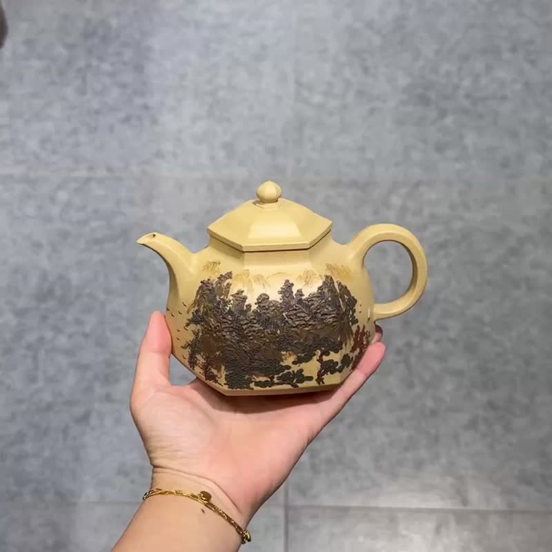 山水六方 全手工 容量400cc 原矿段泥 气势挺拔 洁净明朗 - 茶具/茶杯 - 陶 