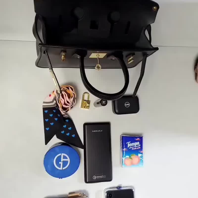 Lockbag真皮金锁手袋,手挽袋,托特包,斜孭袋 ,单肩袋 黑色 - 手提包/手提袋 - 真皮 黑色