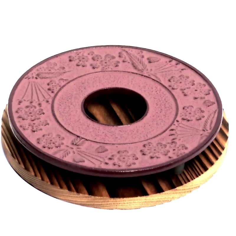 岩铸 南部铁器 壶垫 樱花纹样 圆形樱花 13.5cm 巧克力色 日本制 - 杯垫 - 其他金属 粉红色