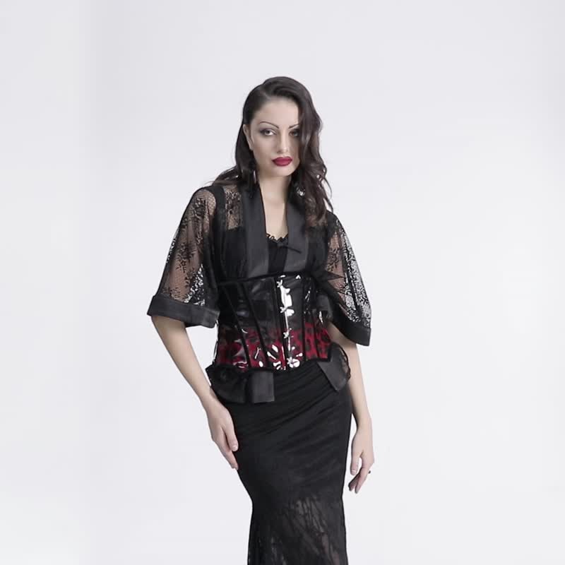 哥德夜神豹图腾渐变色漆皮束腰 - 蓝 / 红 / 紫 / 棕 /  纯黑 - 皮带/腰带 - 其他材质 蓝色