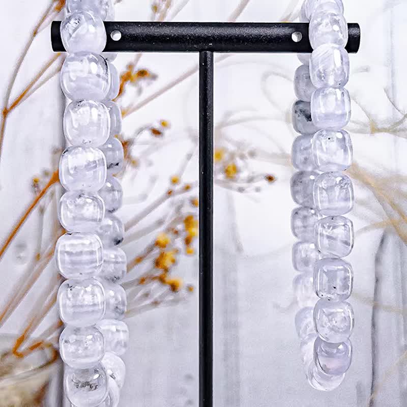 【稀缺高品 玉化蓝纹玛瑙】天然水体 蓝纹玛瑙 水晶手串手链|实拍 - 手链/手环 - 水晶 蓝色