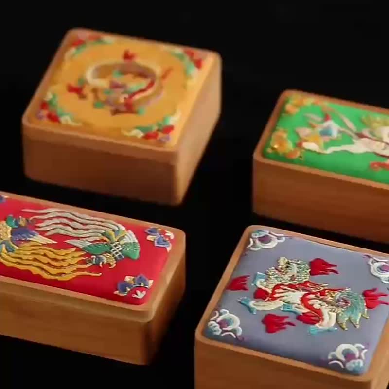 刺绣手工diy材料包 首饰木盒 成品 结婚礼物自绣 敦煌 - 收纳用品 - 木头 