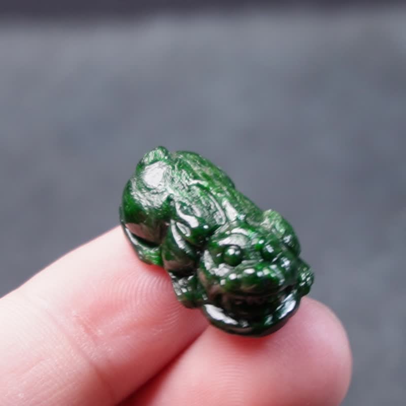 【招财神兽】老花青翡翠貔貅 | 天然缅甸玉翡翠A货 | 送礼 - 摆饰 - 玉石 绿色