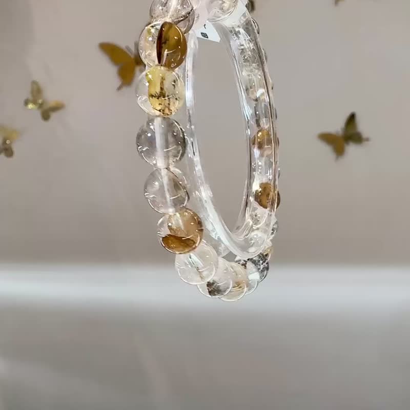 天然小树胶花水晶8mm18.75g发财树提升创造力平衡身心 - 手链/手环 - 水晶 透明