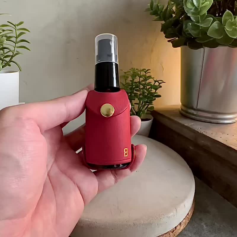 意大利磨砂 -亮红色- 酒精瓶/香水瓶-随身挂 - 水瓶/水壶 - 真皮 
