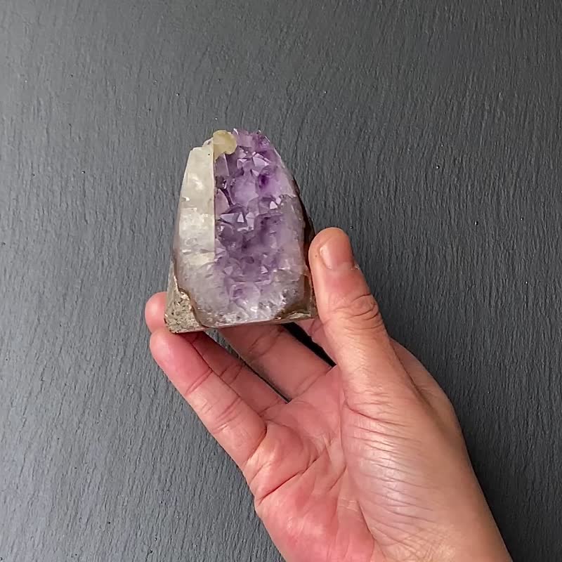 招财开运-天然异象梦幻紫 紫晶镇共生方解石 快速出货 风水摆件 - 摆饰 - 水晶 多色