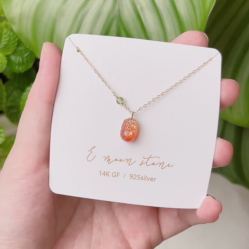 轻珠宝金太阳小灵兽貔貅项链水晶 - 项链 - 水晶 橘色