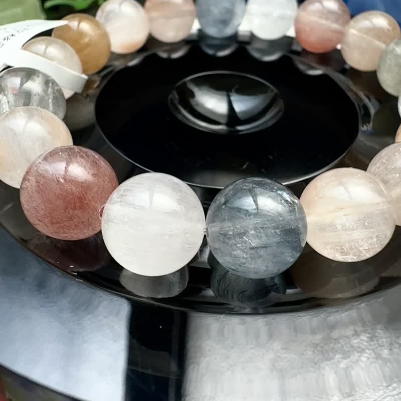 精品拉丝猫眼莫兰迪气质兔毛水晶 10.9-11.4mm34.25g 增加自信积极 - 手链/手环 - 水晶 多色
