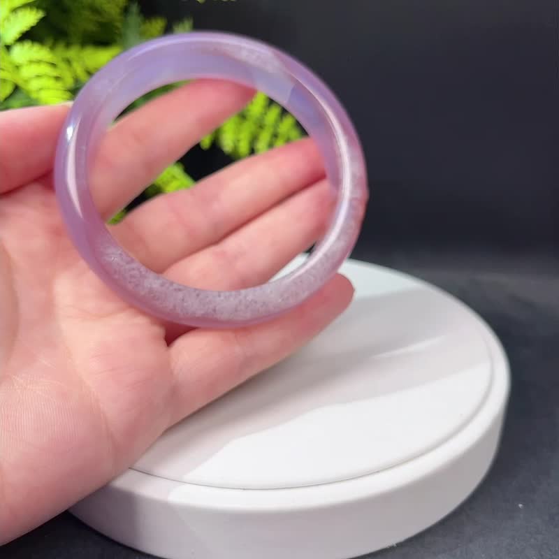 紫色景观爆晶玛瑙手镯64MM 一线天聚宝盆共生水晶手环 灵性亲和力 - 手链/手环 - 半宝石 紫色