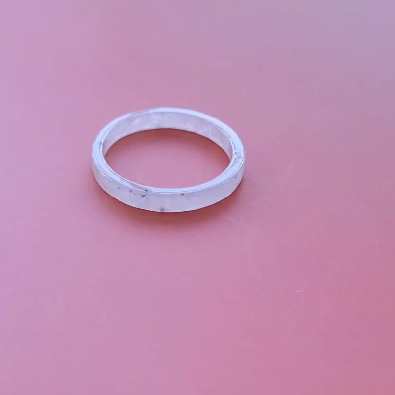 【亲翠】天然翡翠 冰莫西沙撒乌鸡美方戒手指镯10.5号戒圈 P款 - 戒指 - 玉石 白色