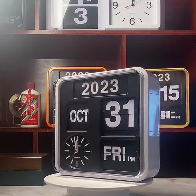 台湾Fartech Auto calendar flip clock 24cm小号翻页钟经典座钟 - 时钟/闹钟 - 塑料 