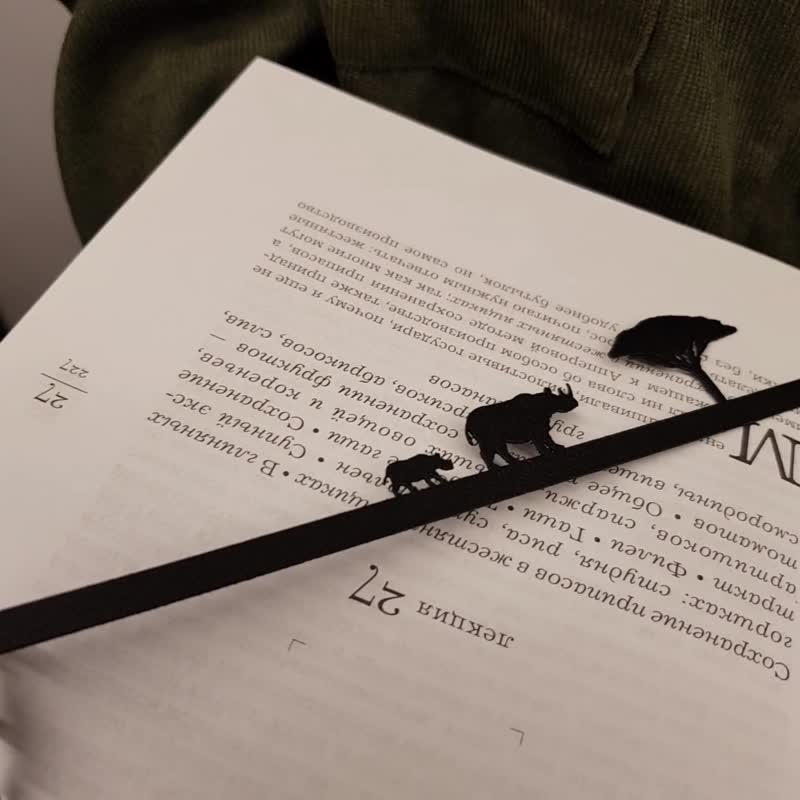 Minimalist metal bookmark Family of Rhinos - 书签 - 其他金属 黑色