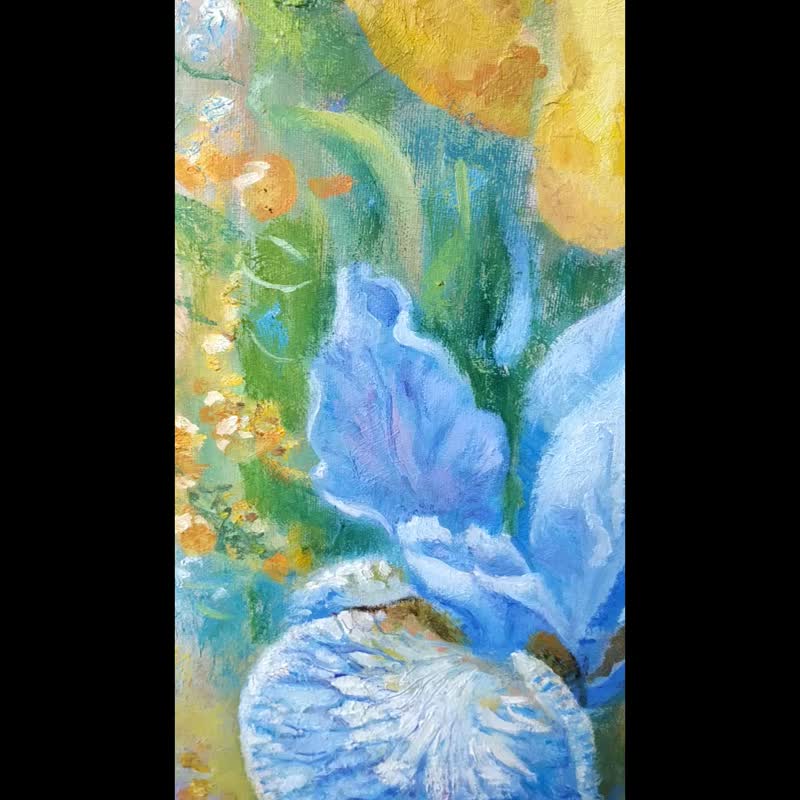 画花鸢尾花 用鲜花绘画 Irises Painting Flower Original Art Floral Oil Canvas Artwork 油畫原作 - 海报/装饰画/版画 - 其他材质 多色