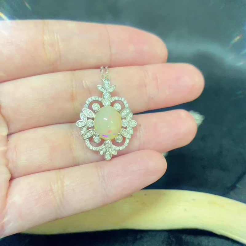 霓虹火彩蛋白石项链 - 项链 - 宝石 