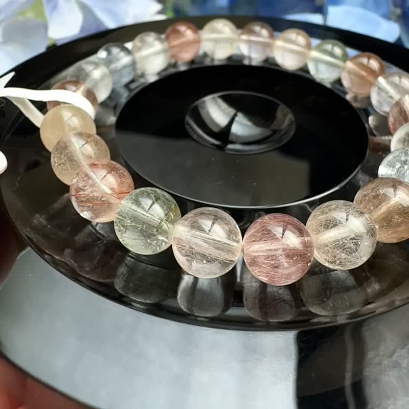 小精品清透料拉丝兔毛水晶 8.5mm19.37g 增加自信积极正向能量 - 手链/手环 - 水晶 多色