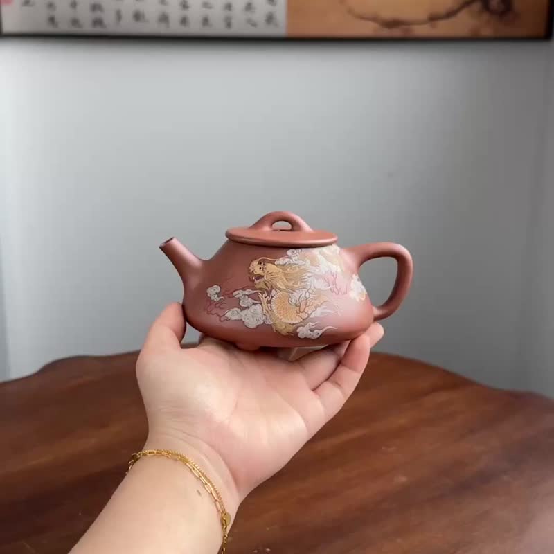 平盖石瓢 全手工王平制褚萍泥绘容量250cc原矿段泥 - 茶具/茶杯 - 陶 