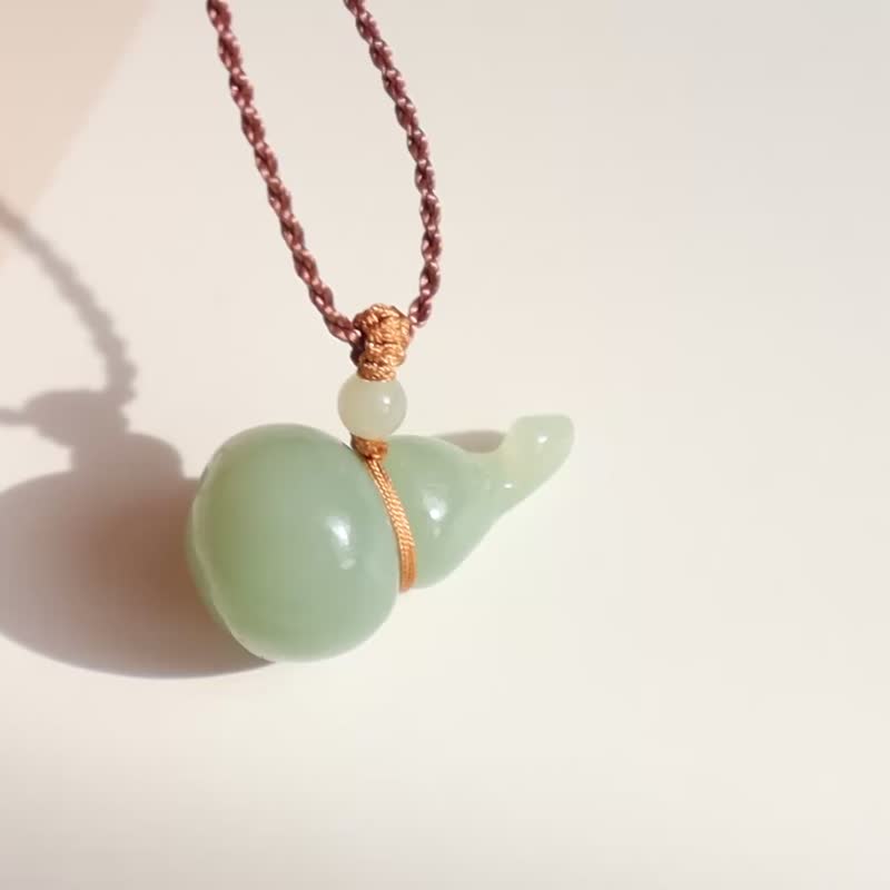 天然和田玉葫芦吊坠 新疆且末料 立体雕刻 料子细润 福禄双全平安 - 项链 - 玉石 