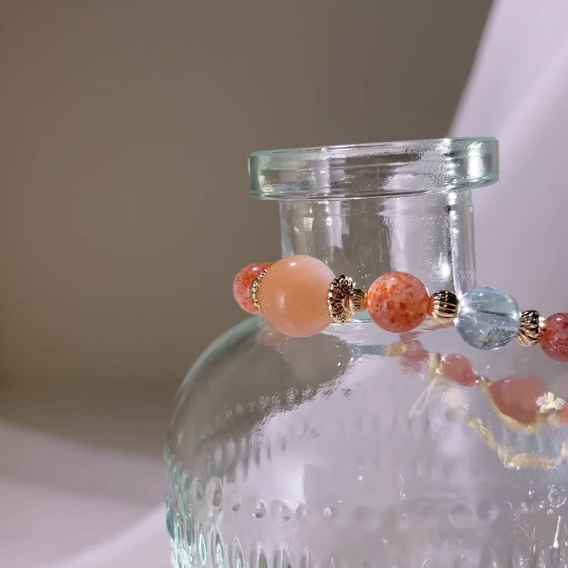 热度|太阳石|橙月光|黄水晶|托帕石|铜镀金配件|水晶手链|A50-1 - 手链/手环 - 水晶 橘色