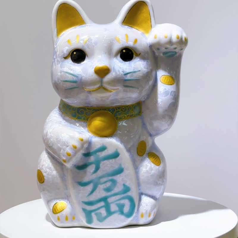 【瑞紫金辉】日本清水烧招财猫 | 花结晶 藤 体小判 - 千万両 特 - 摆饰 - 瓷 紫色