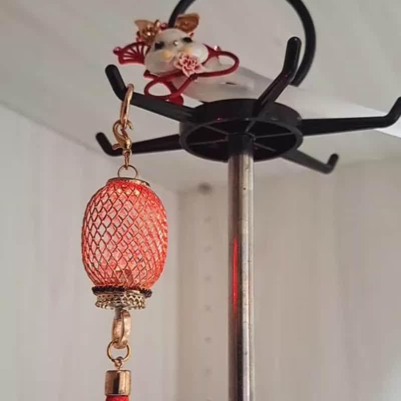 微光系列【吉祥兔~变色灯笼】祥云发簪( 附备用电池 ) - 发饰 - 其他金属 红色