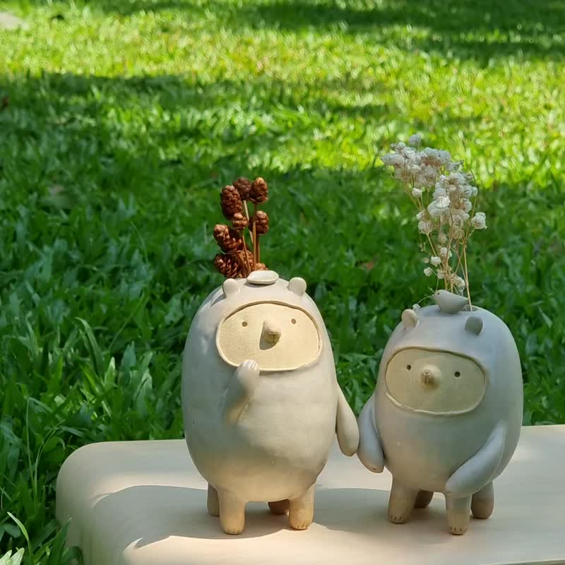 Ceramic gray sheep (sold in pairs) - 摆饰 - 陶 灰色