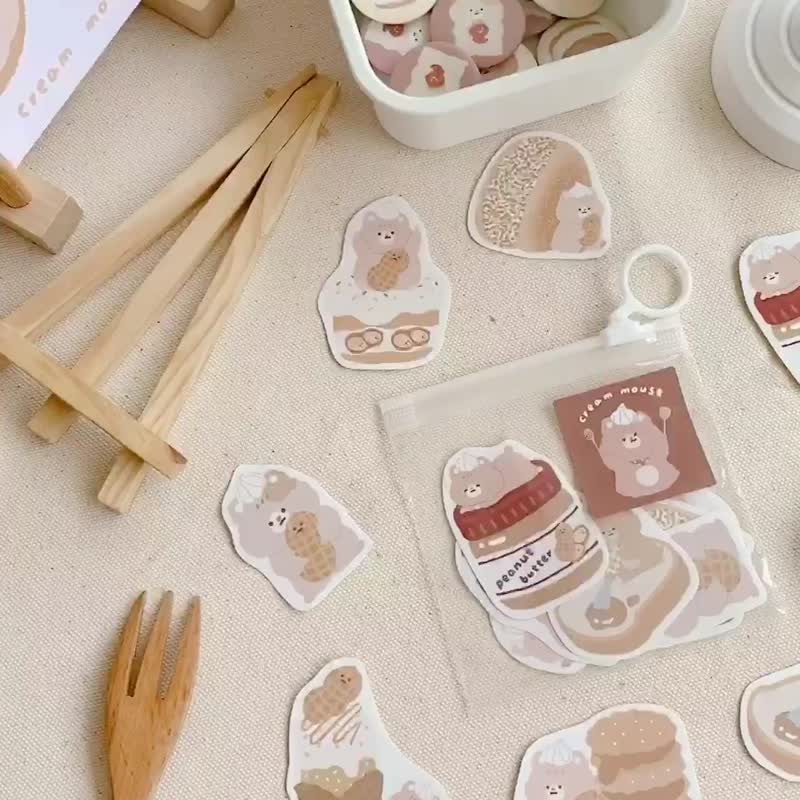 奶油鼠花生甜点贴纸组 - 贴纸 - 纸 咖啡色