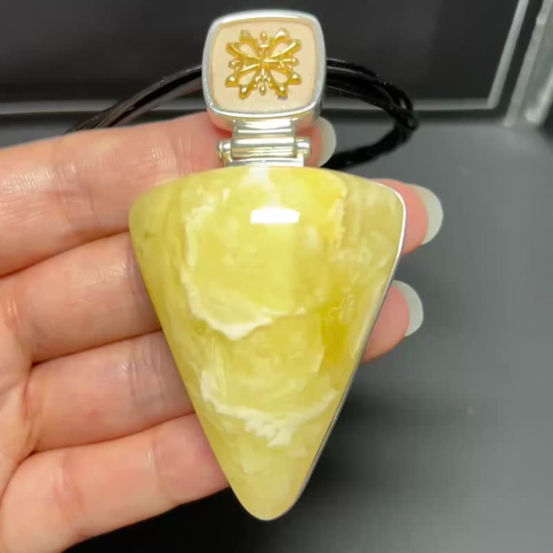 天然波罗的海蜜蜡吊坠 俄料白花蜜 成色好 s925银镶嵌 - 项链 - 水晶 
