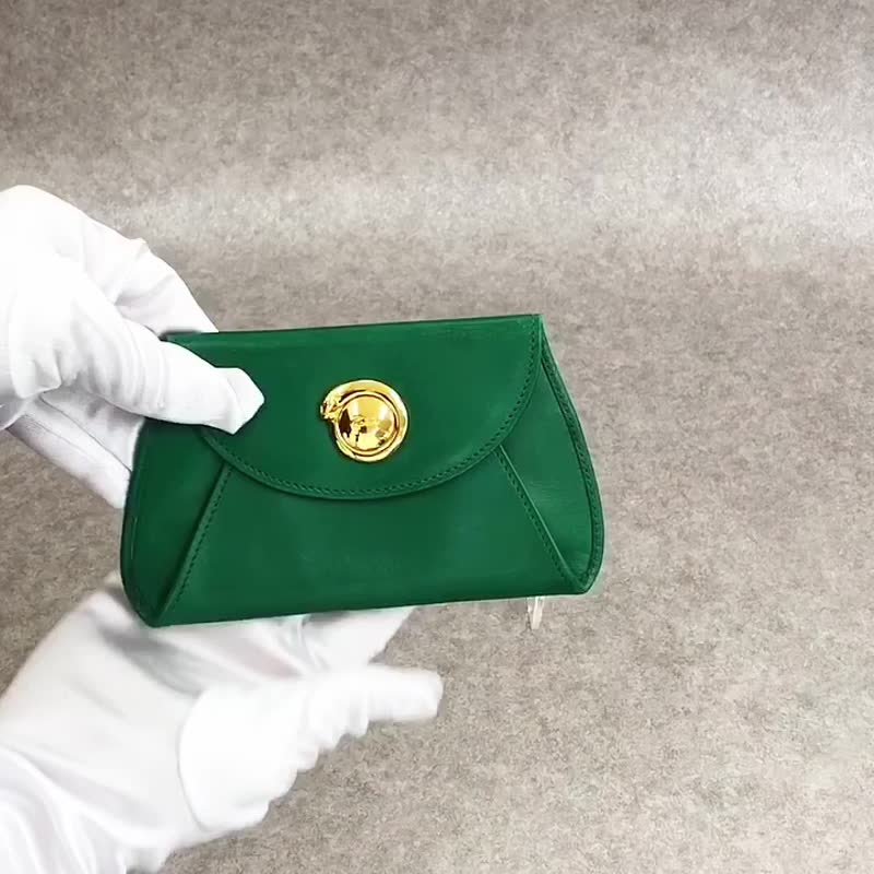 【日本直送，铭牌二手包装】Cartier 零钱包黑皮革 Panthere Vintage Old 5rmdfx - 零钱包 - 真皮 绿色