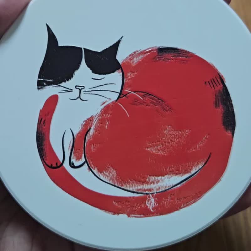 我是猫-晶雕吸水陶瓷杯垫 - 杯垫 - 陶 