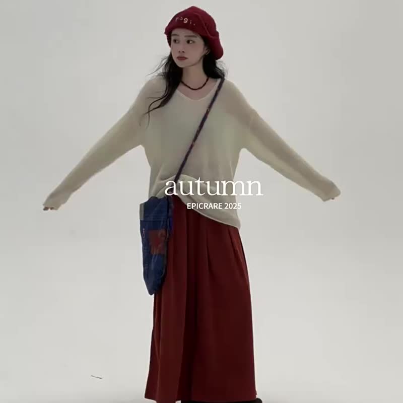 4顏色 百搭神褲 文藝復古燈芯絨闊腿褲 寬松舒適基礎款寬褲長褲 - 女装长裤 - 棉．麻 咖啡色