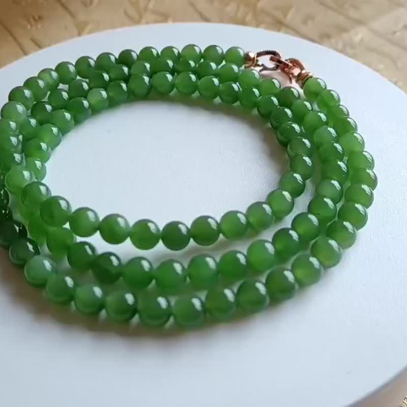 【碧露】天然俄料猫眼碧玉项链 - 项链 - 宝石 绿色