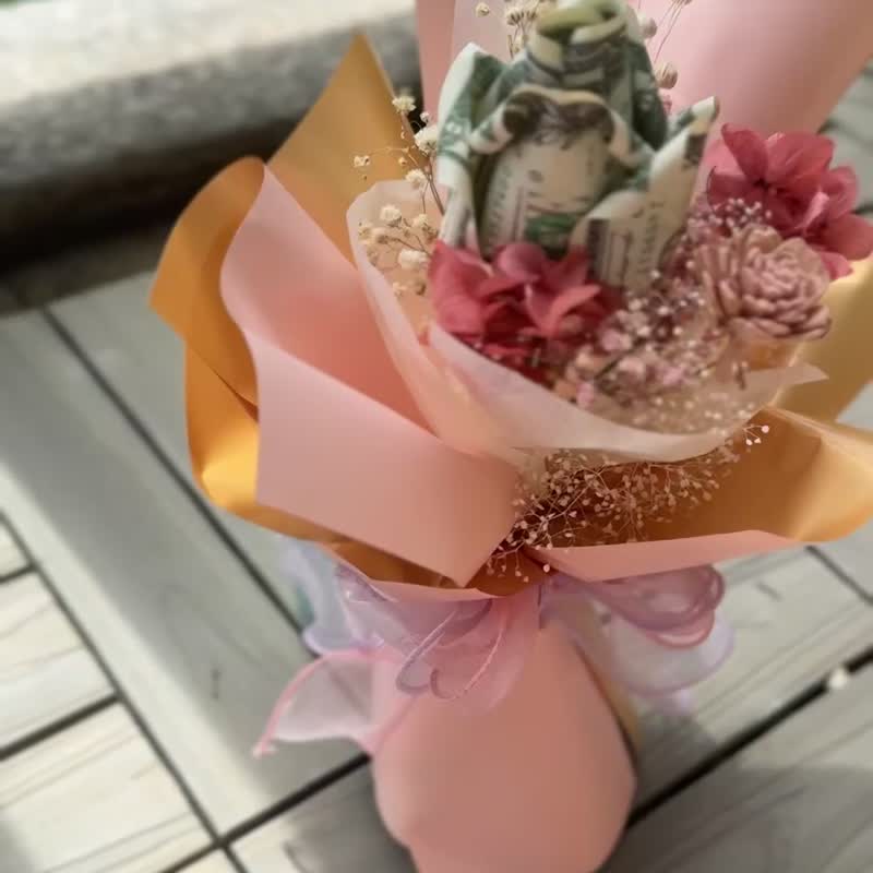 小金额大心意  美金花浪漫登场 包含美金钞票金额 - 干燥花/捧花 - 其他材质 