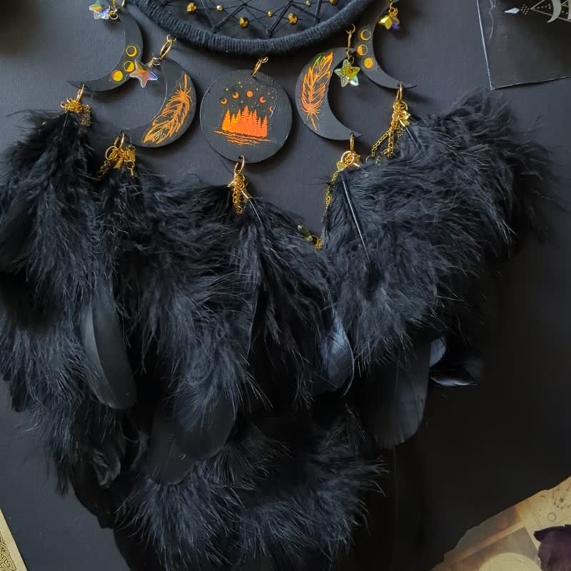Large Black Celestial Dream Catcher Lunar with Moon Phases  เครื่องดักฝัน - 墙贴/壁贴 - 玻璃 黑色