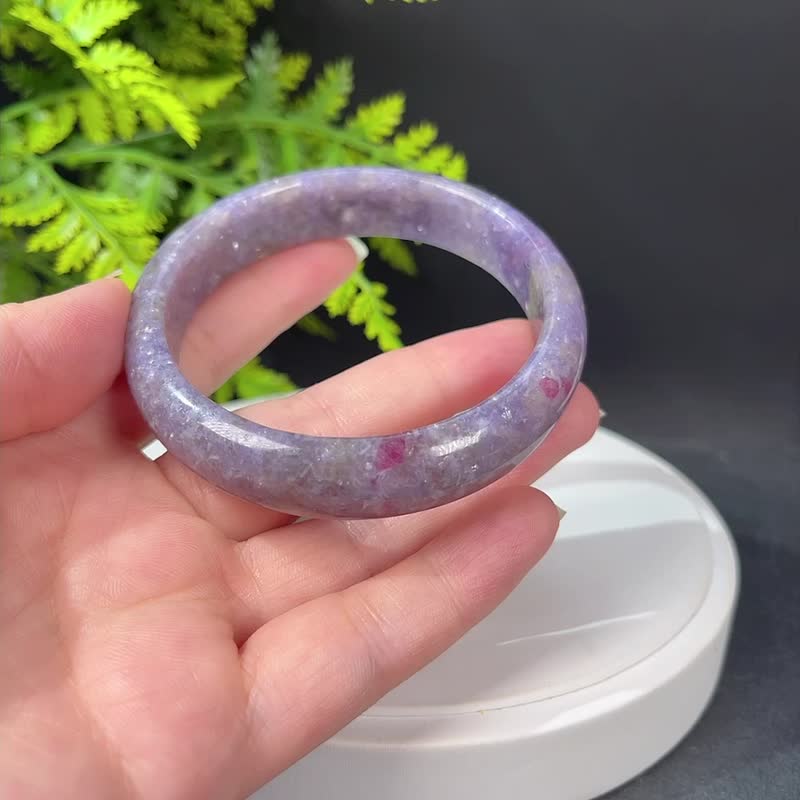 梅花碧玺手镯62MM 星光闪片玉化紫飘红共生云母手环 调和人际关系 - 手链/手环 - 水晶 