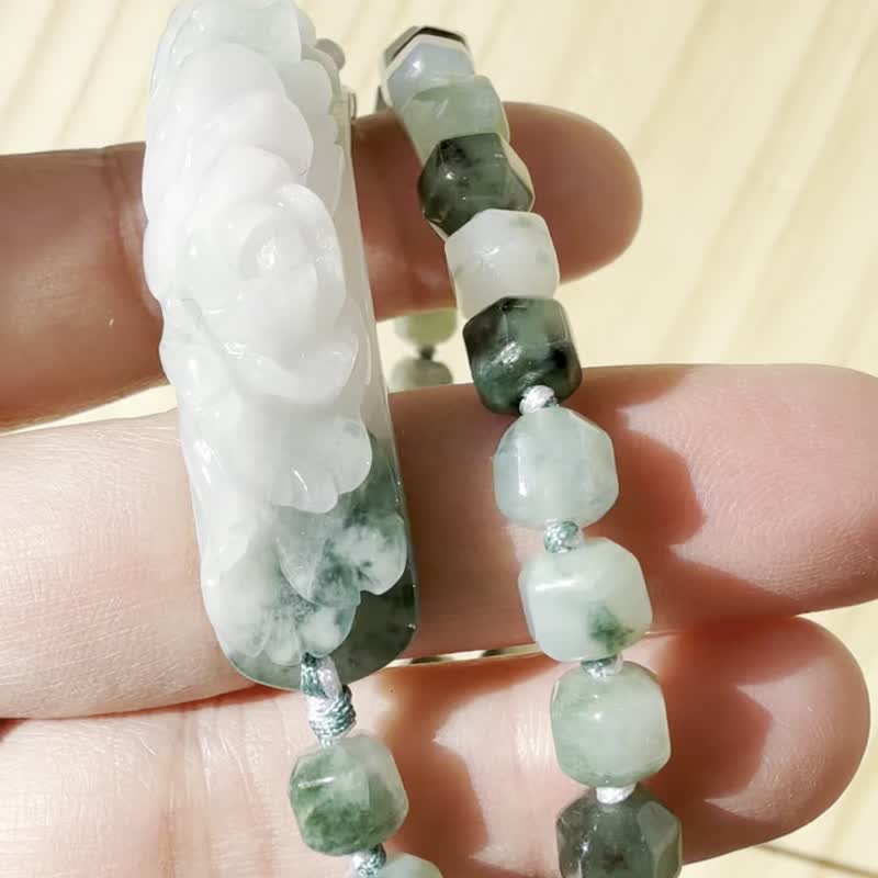 手工編織翡翠手链 — 翡翠低语 - 手链/手环 - 玉石 绿色