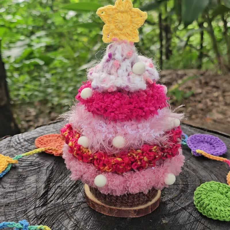 手工编织外层毛线圣诞树 - 粉 - 摆饰 - 棉．麻 粉红色