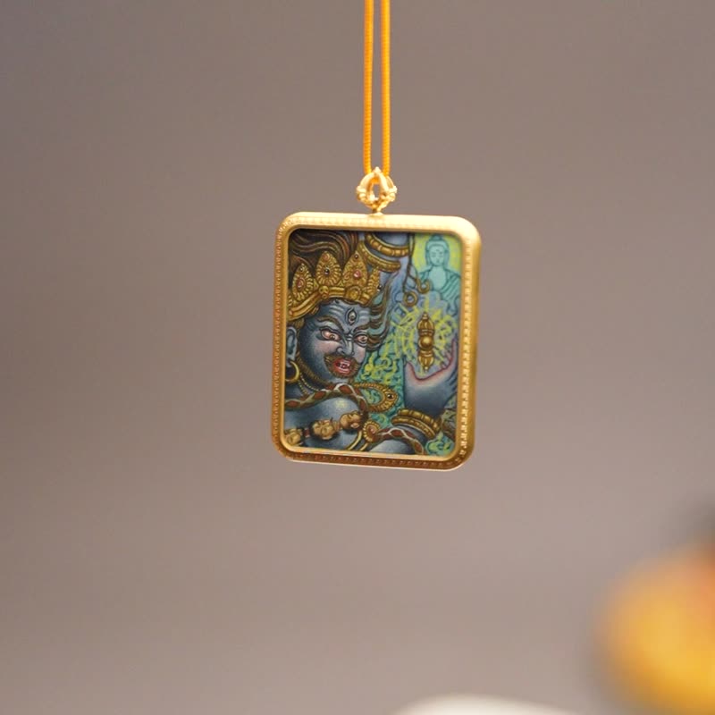 金刚手手工唐卡吊坠 – 神圣的力量与保护护身符 - 吊饰 - 其他材质 多色