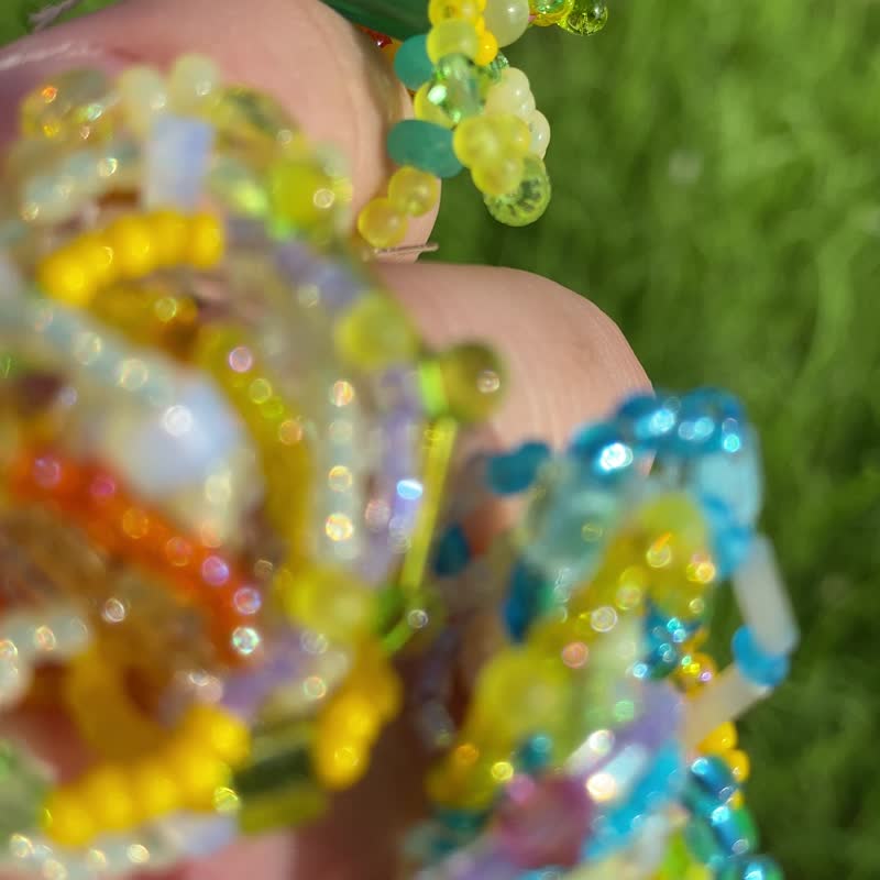 恒星系列 • 戒指 • a.b.c | 珍珠天然石戒指 - 戒指 - 玻璃 多色