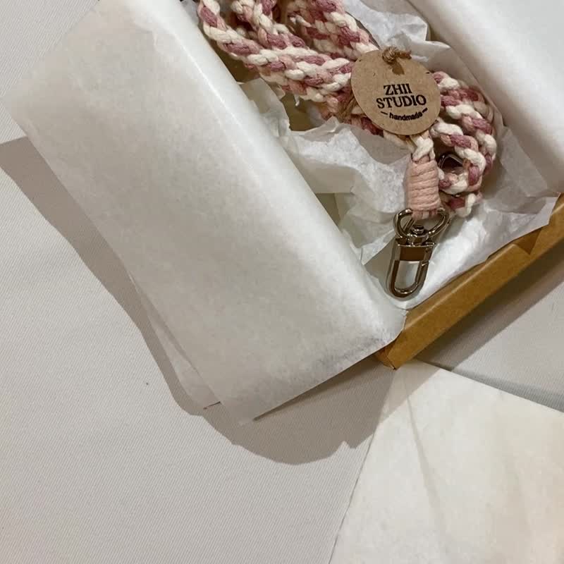 ZHII studio 条纹手机背带挂绳 可调节手机背绳 手工编织 - 手机配件 - 棉 蓝色