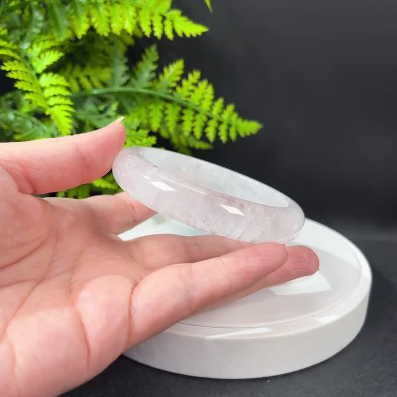 白色幽灵水晶手镯 63+MM 星光闪片水晶手环 净化心灵 平衡能量 - 手链/手环 - 水晶 白色