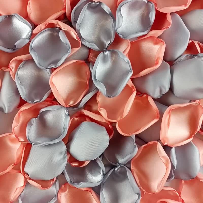 Peach and silver wedding Grey rose petals Peach and gray flower petals - 干燥花/捧花 - 丝．绢 
