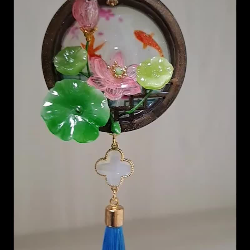 中秋礼品【夏日清荷】~禁步 ∕ 车用吊饰 ∕包包挂饰 - 吊饰 - 其他材质 蓝色