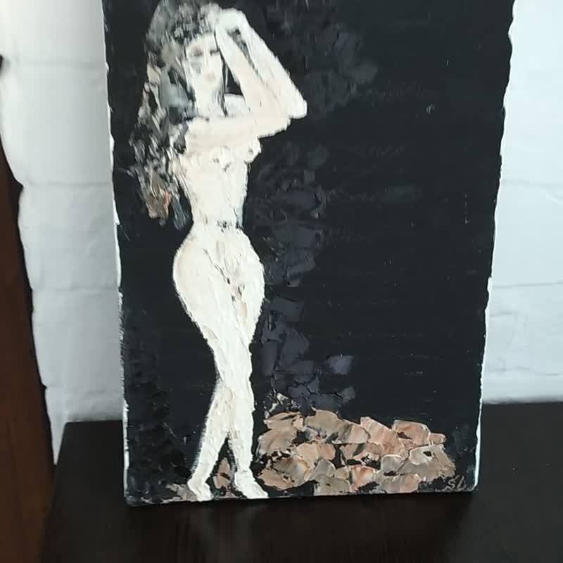 Oil painting Woman Original art Young life Wall art Nude girl impasto painting - 海报/装饰画/版画 - 其他材质 