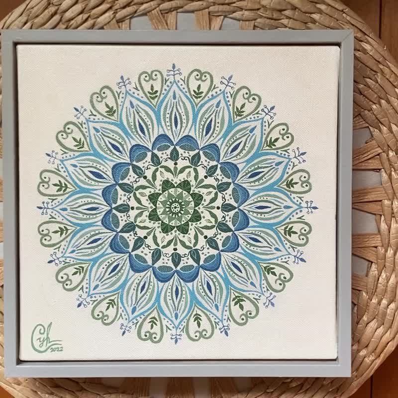 订曼陀罗绘画  灵性种子2 含经典框  Mandala painting Soul Seed - 海报/装饰画/版画 - 棉．麻 咖啡色
