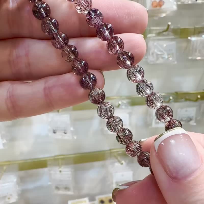 毕业超七稀有黑红超七6mm9.21g爆闪烟花彼岸花超玻璃A体三轮骨干 - 手链/手环 - 水晶 黑色