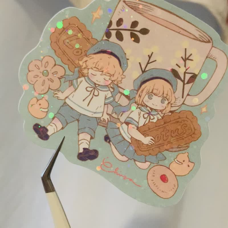 Chiya 圆点闪闪贴纸 Coffee Time Sweet Time - 贴纸 - 防水材质 