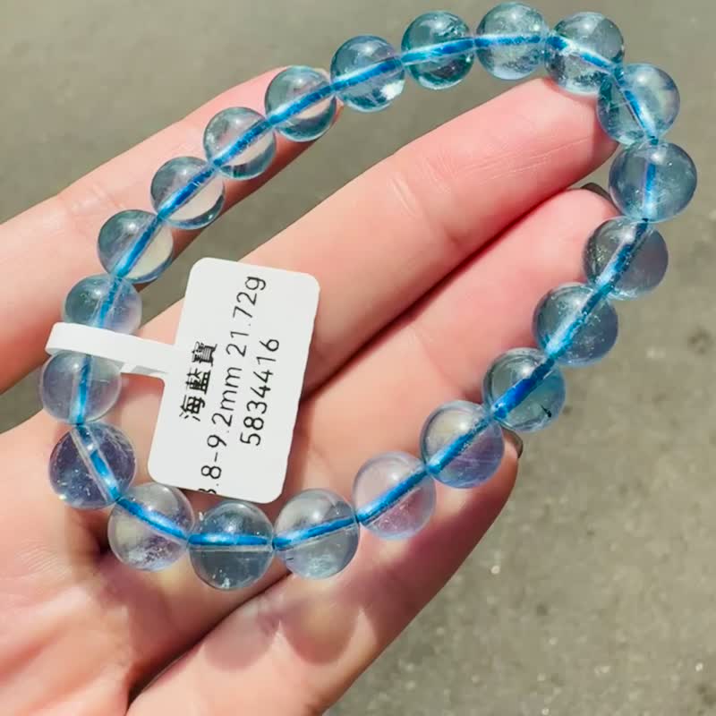 精品级冰体天空蓝海蓝宝8.8-9.2mm21.72g平衡情绪减缓压力沟通力 - 手链/手环 - 水晶 蓝色